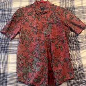 George Maroon Flowered Collar Shirt